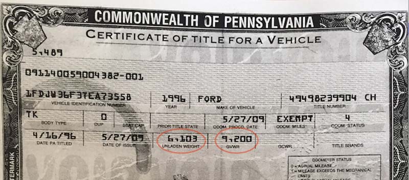 Changing Registered Weight Ratings on your Truck in PA