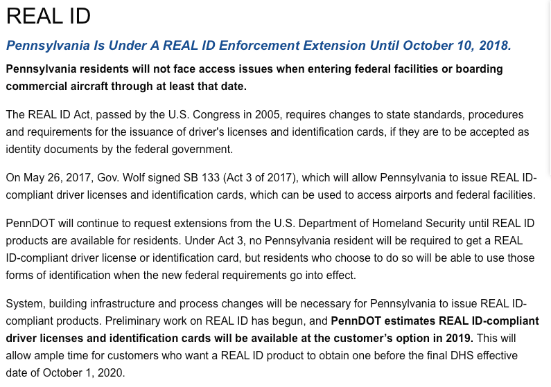 pennsylvania real id