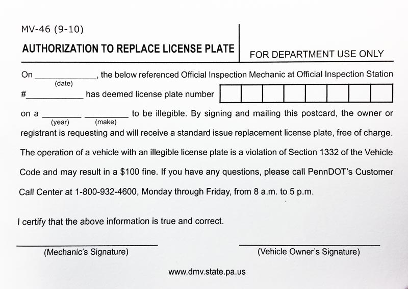 Replacing Your Pennsylvania License Plate For Free Part Ii Asc Title